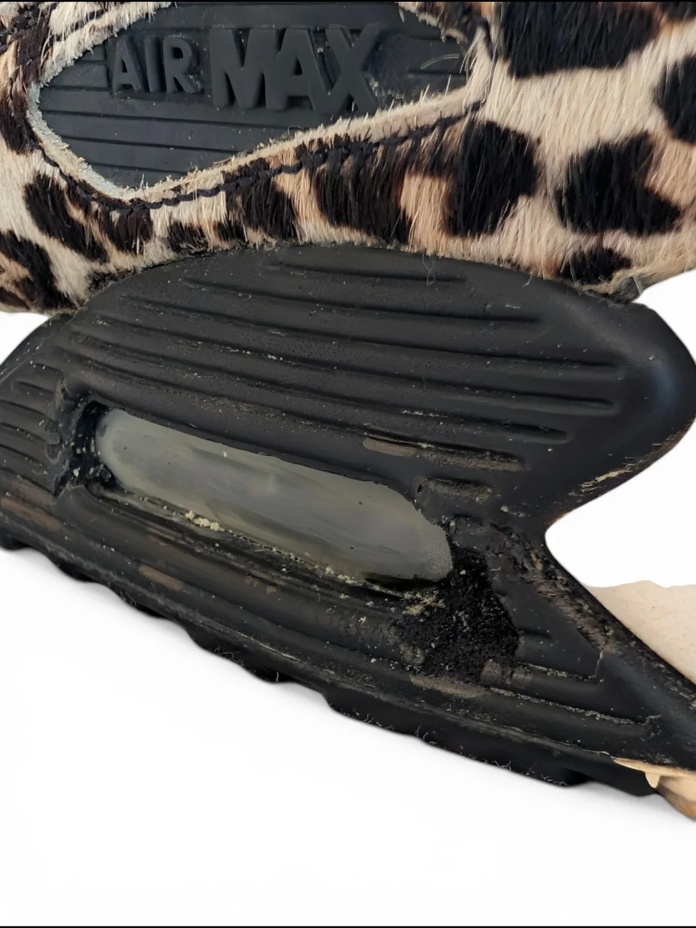 SOLD Vintage Nike Air Max Leather Cow Hide Leopard Print Athletic Sneakers - Picture 8 of 13